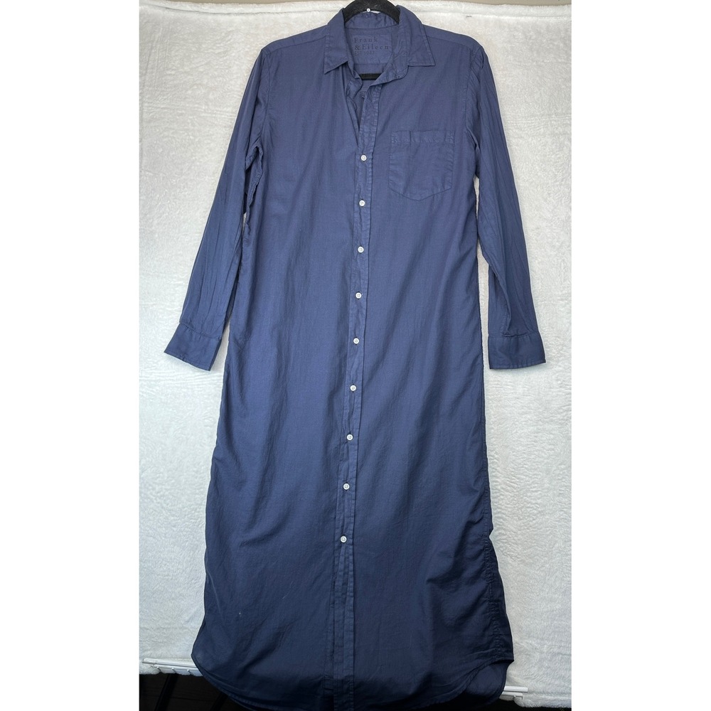 Frank & Eileen Rory Shirt Dress Womens S Blue Long Sleeve Button Front Maxi